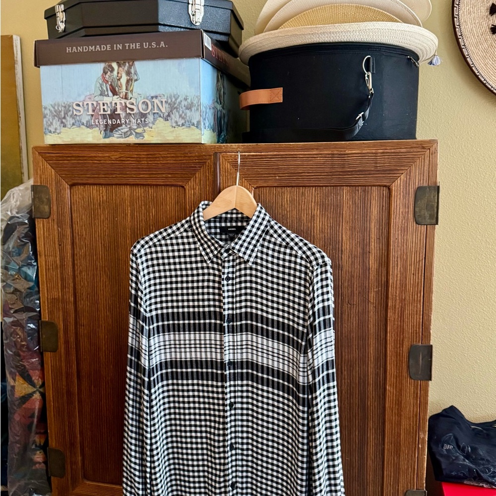 Diesel Men’s Black and White Checkered Button-Up Shirt size L - Picture 7 of 7
